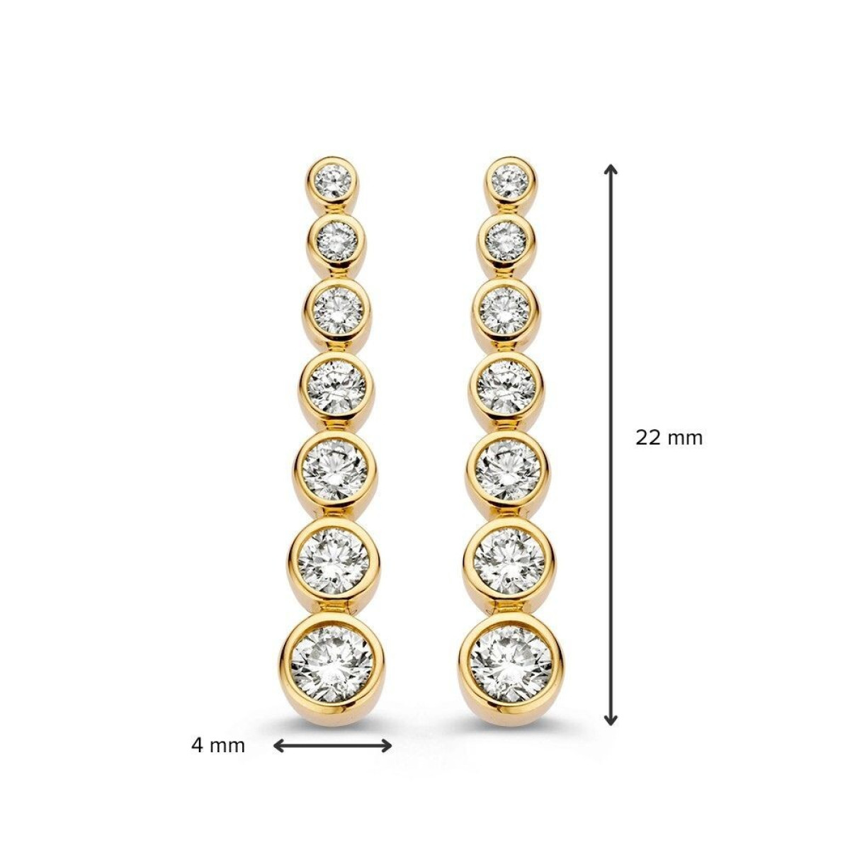 Gouden oorstekers met ronde diamanten schakels 0.70 crt - 22 x 4 mm