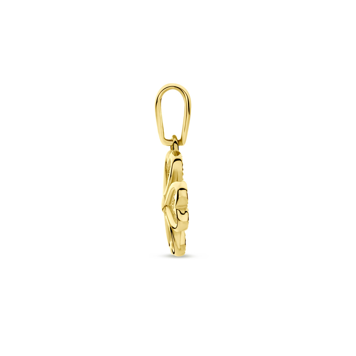 Gouden open klavertje vier hanger - Diameter 10 mm