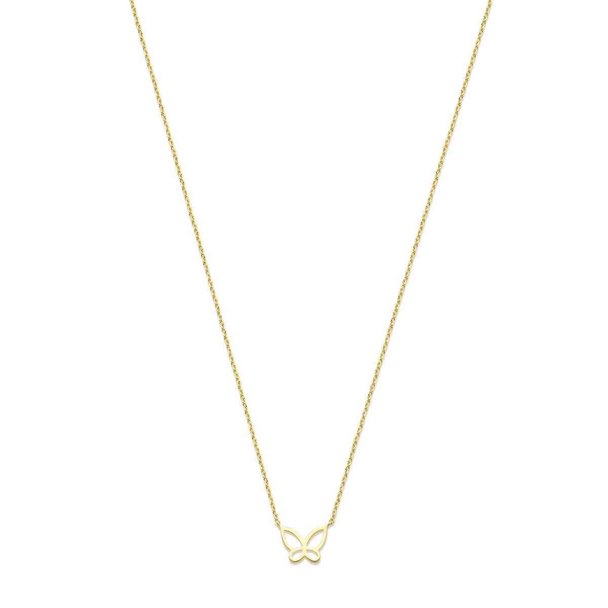 Gouden opengewerkte vlinder ketting - Lengte 40 cm, 42 cm, 44 cm