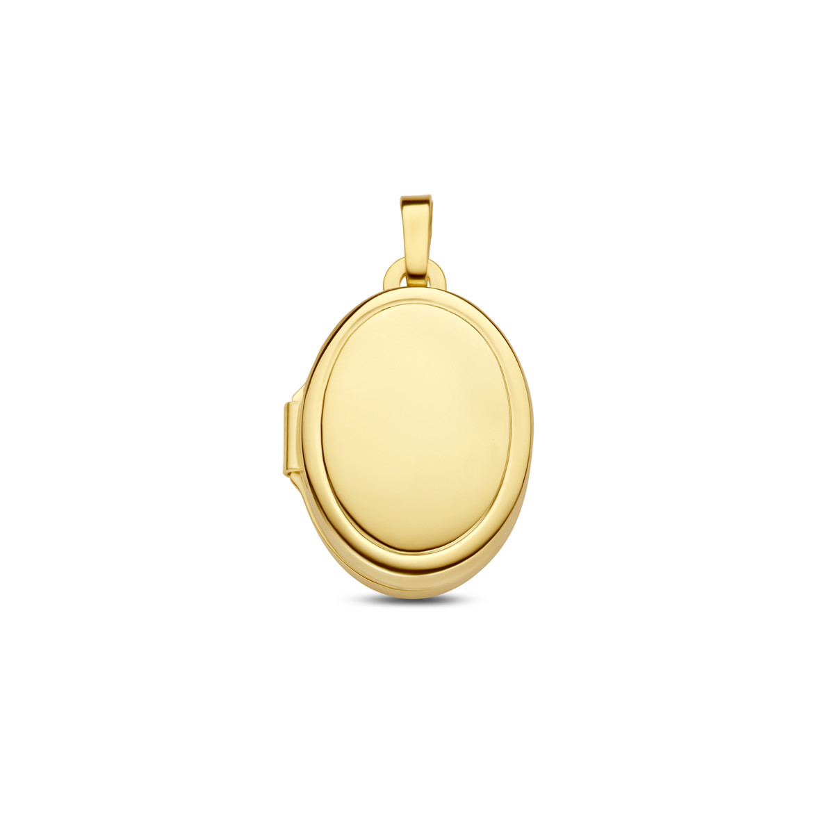 Gouden ovaal medaillon met bewerkte rand - Hoogte 15 mm