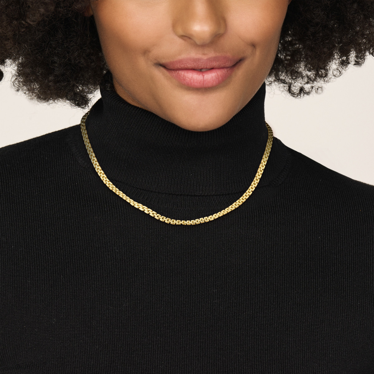 Gouden panter schakelketting glanzend afwerking 5 mm breed - Lengte 43 cm