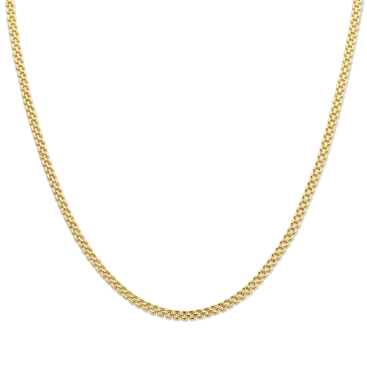 Gouden panter schakelketting glanzend afwerking 5 mm breed - Lengte 43 cm