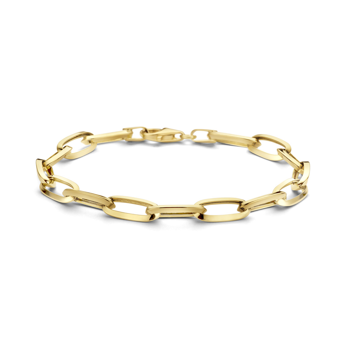 Gouden paperclip armband spitse buis 6 mm - Lengte 18.5 cm