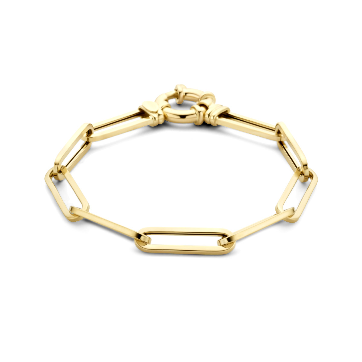 Gouden paperclip armband vierkante buis 6 mm - Lengte 19 cm