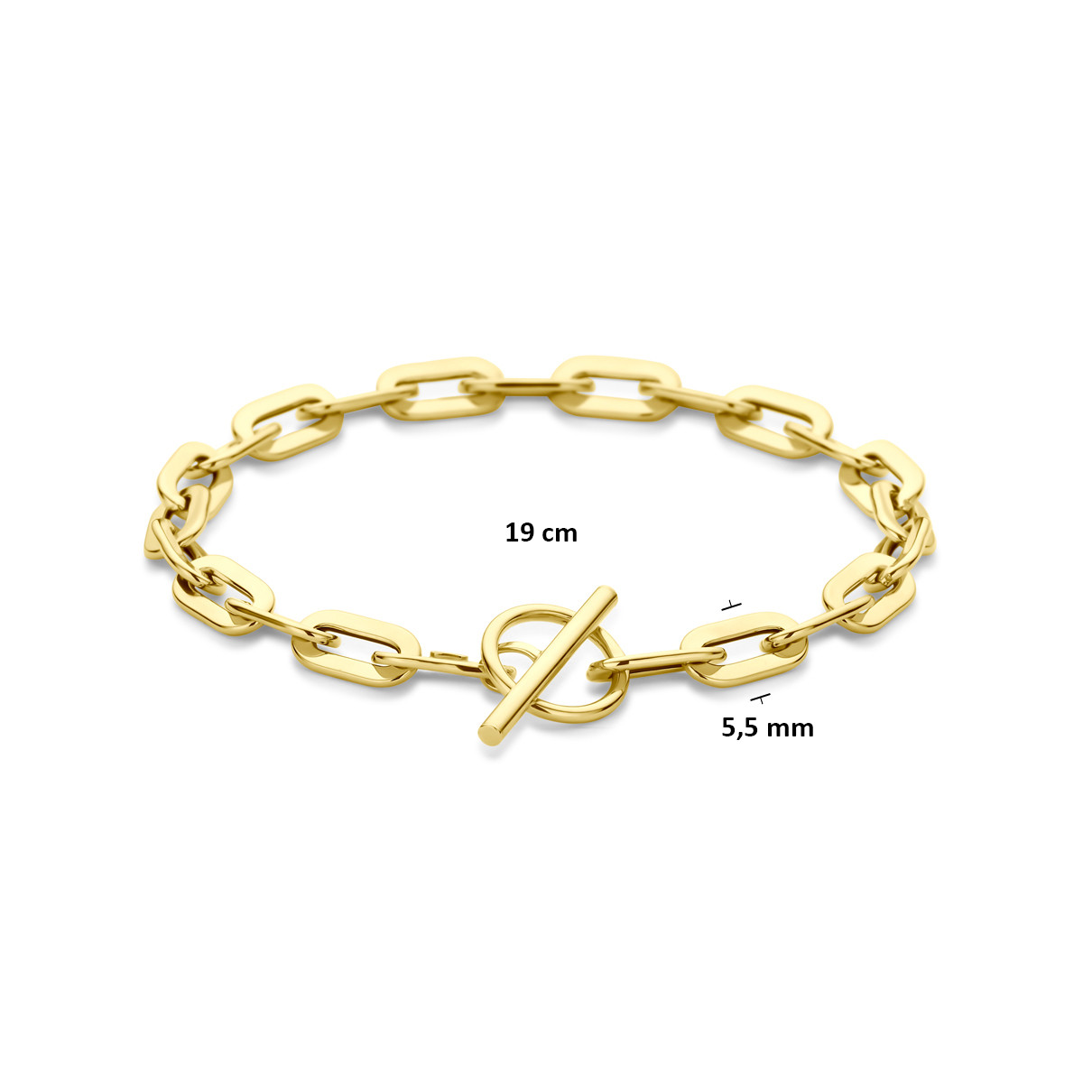 Gouden paperclip schakelarmband 14-karaat 5.5 mm breed - Lengte 19 cm