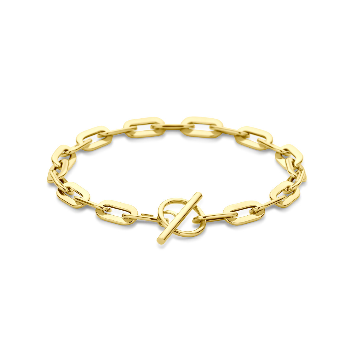Gouden paperclip schakelarmband 14-karaat 5.5 mm breed - Lengte 19 cm