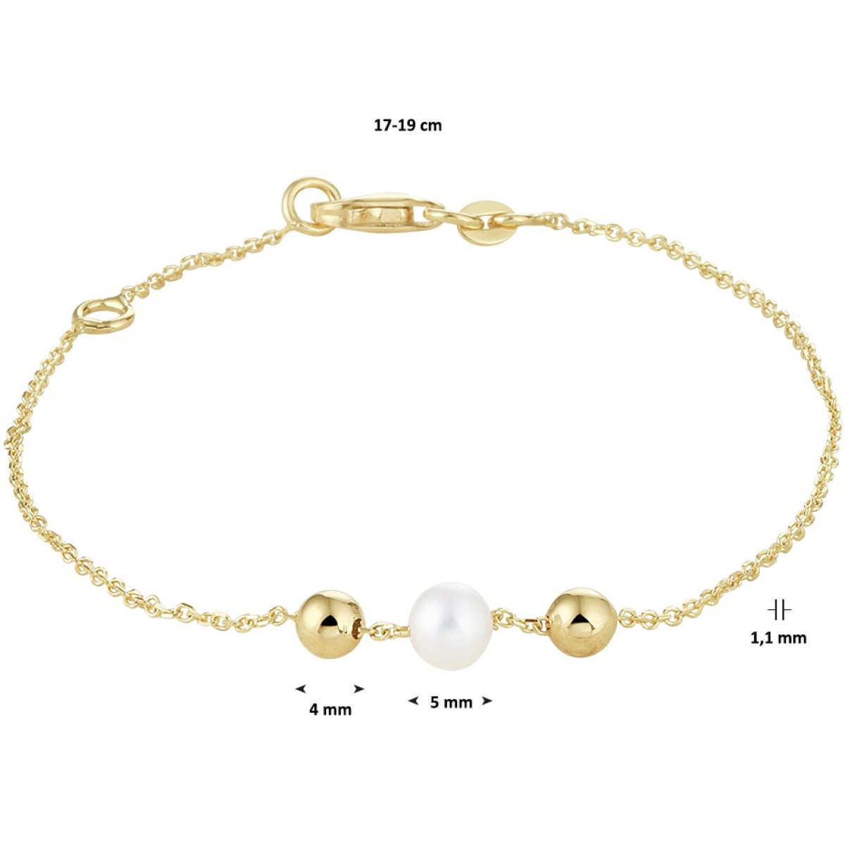Gouden parel armband met bolletjes