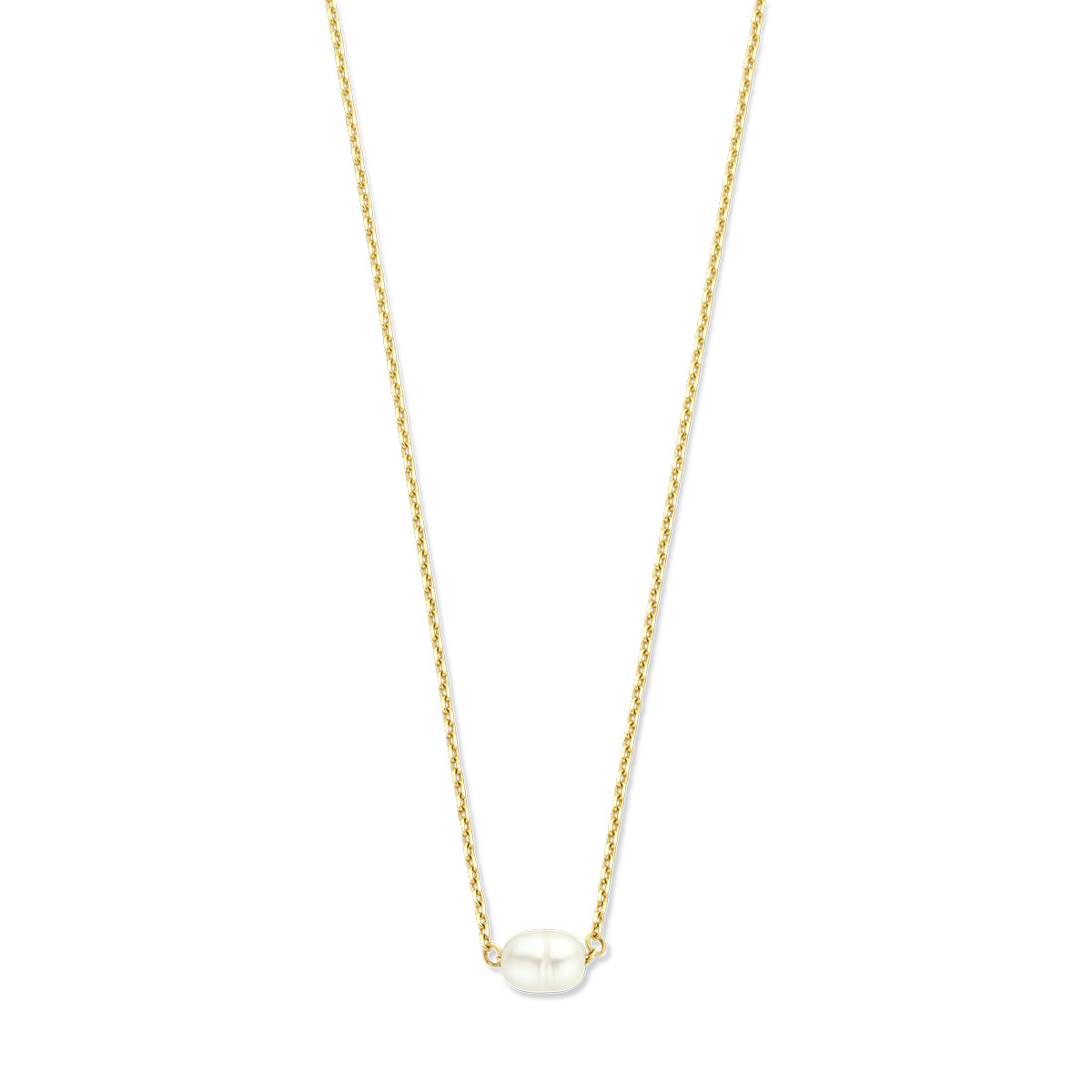 Gouden parelketting met een losse barokke parel - Lengte 40-42-44 cm