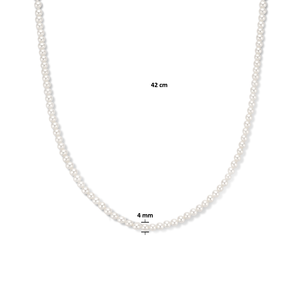 Gouden parelketting met veerring - Lengte 42 cm