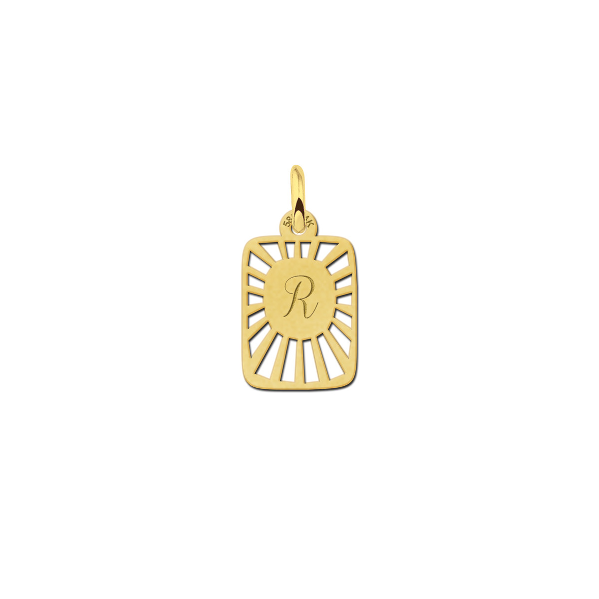 Gouden rechthoekige hanger met initiaal