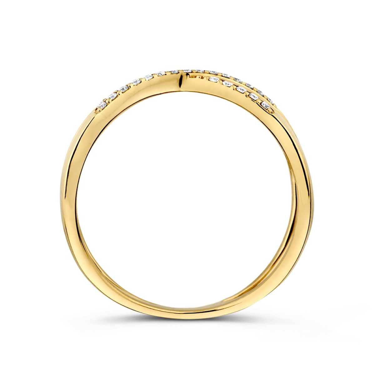 Gouden ring met crossover design en diamanten 0.12 crt