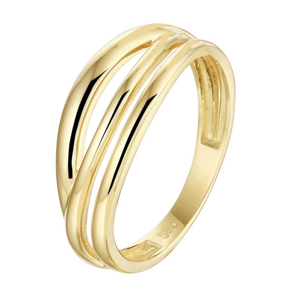 Gouden ring met drie banden 7mm