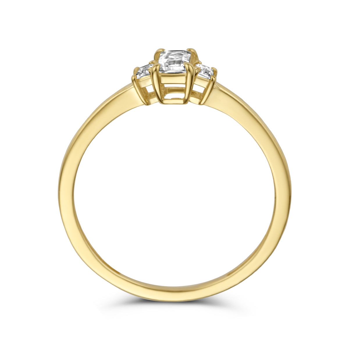 Gouden ring met drie rechte zirkoniastenen