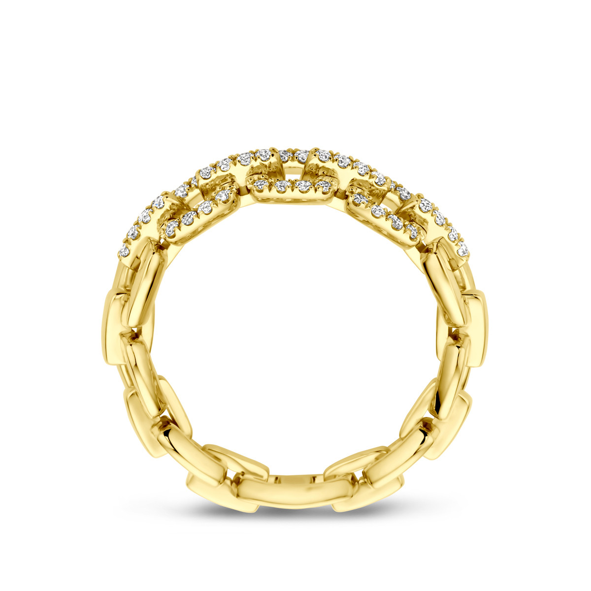 Gouden ring met flexibele schakel en diamanten 0.24 crt