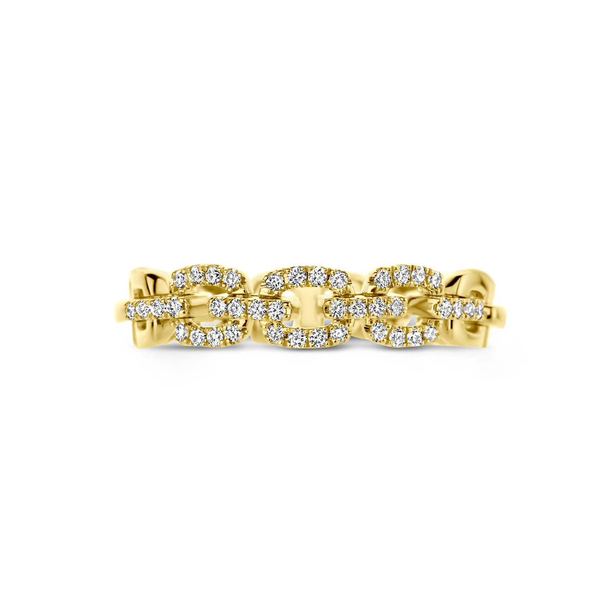 Gouden ring met flexibele schakel en diamanten 0.24 crt