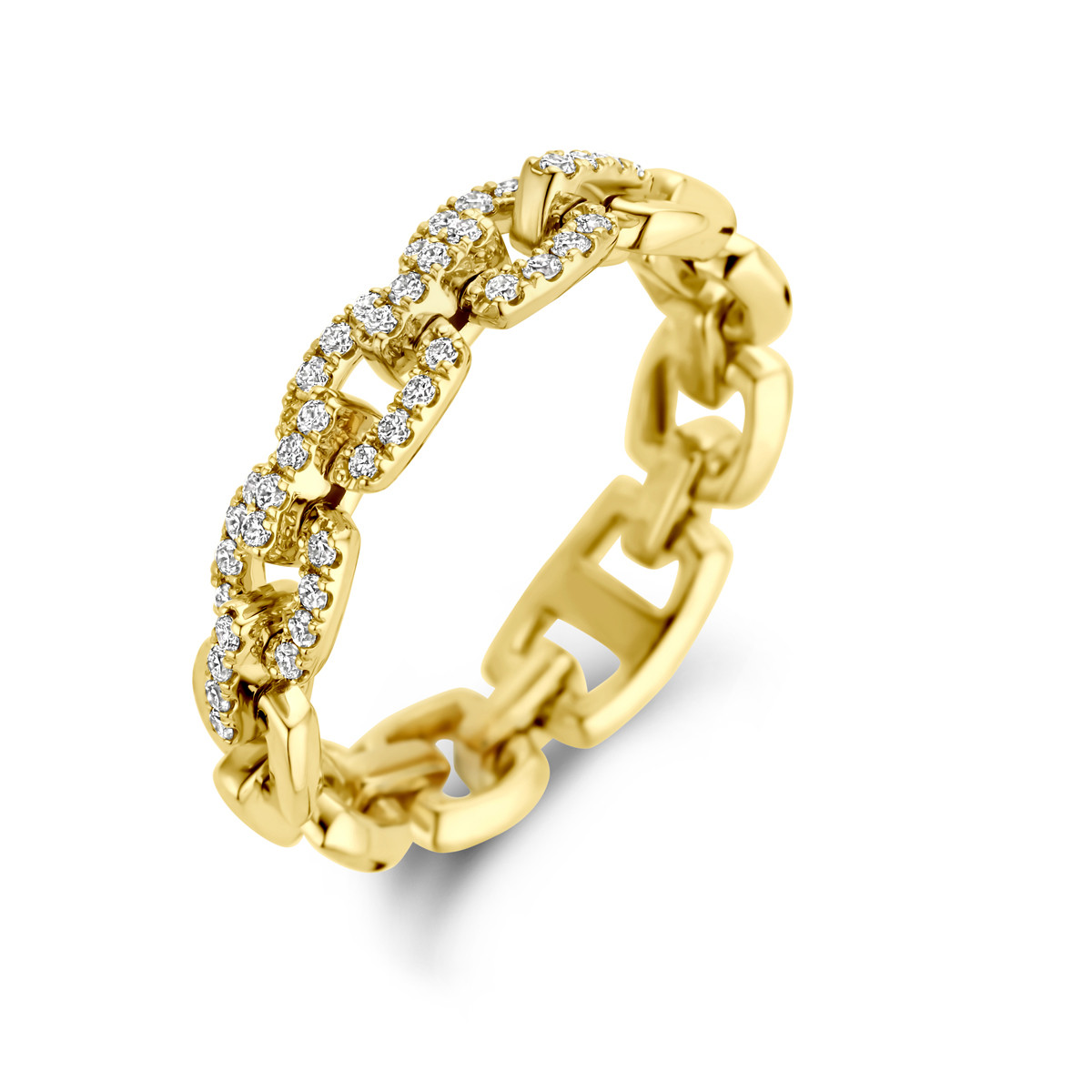 Gouden ring met flexibele schakel en diamanten 0.24 crt