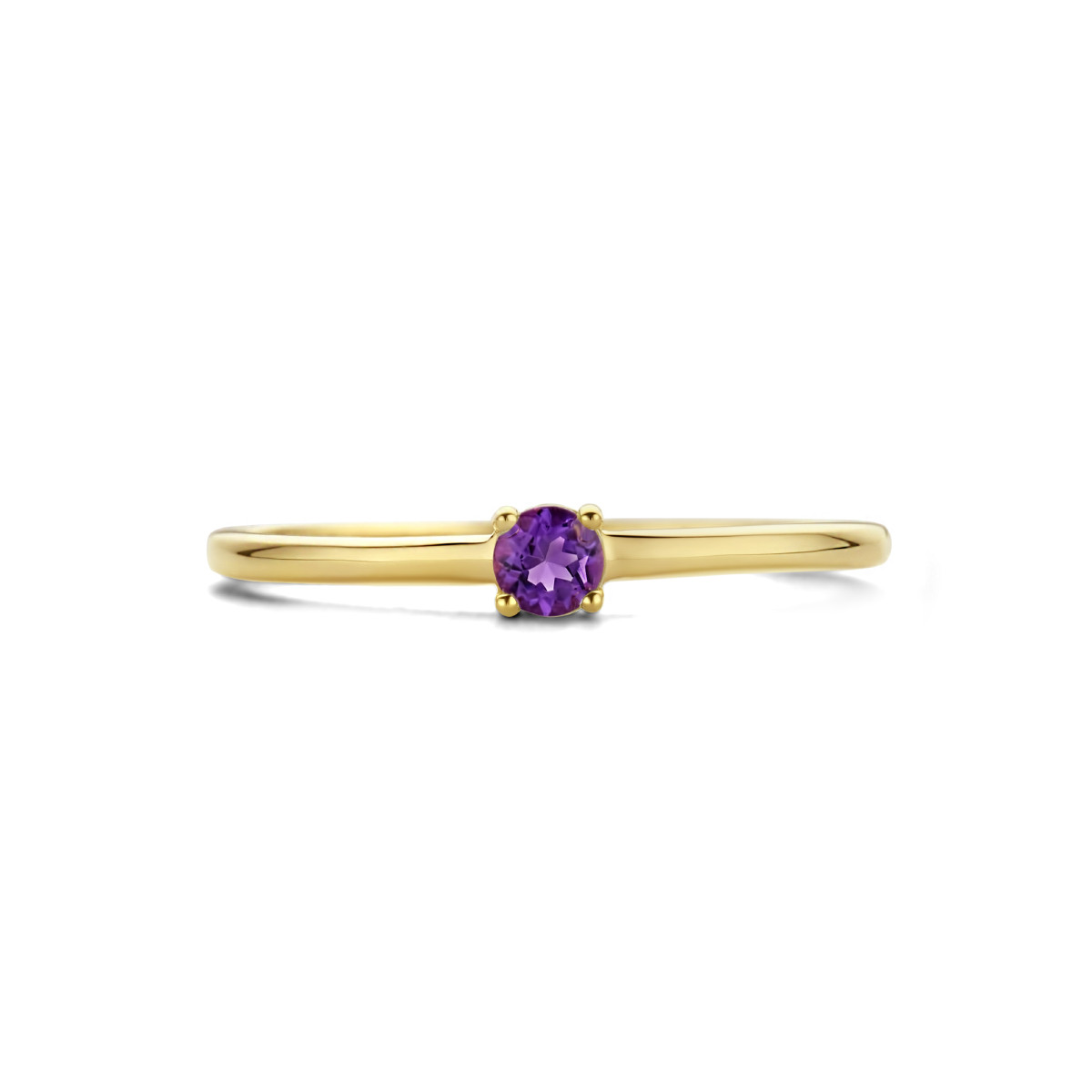 Gouden ring met geboortesteen amethist februari
