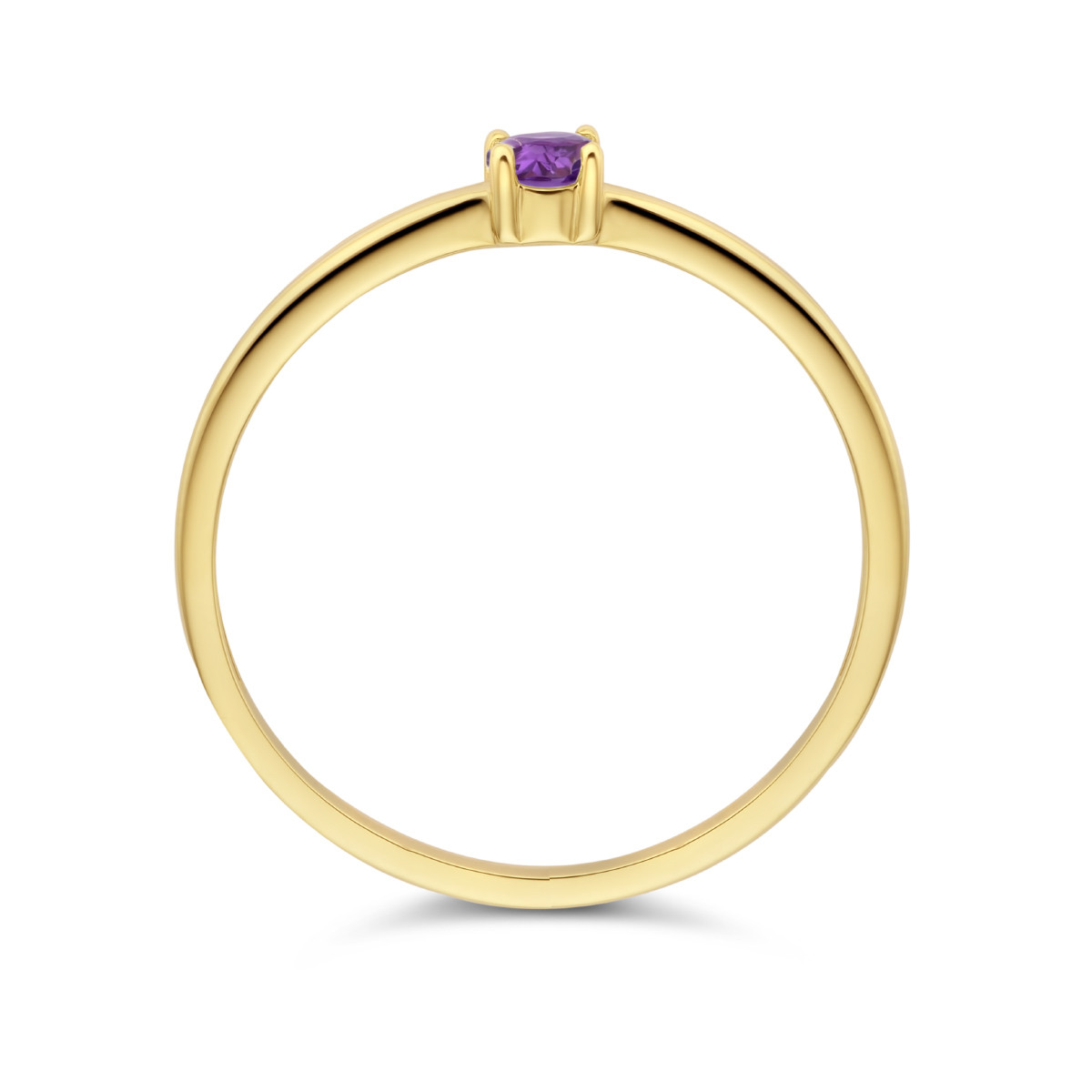 Gouden ring met geboortesteen amethist februari
