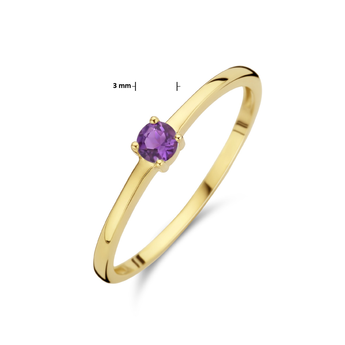 Gouden ring met geboortesteen amethist februari