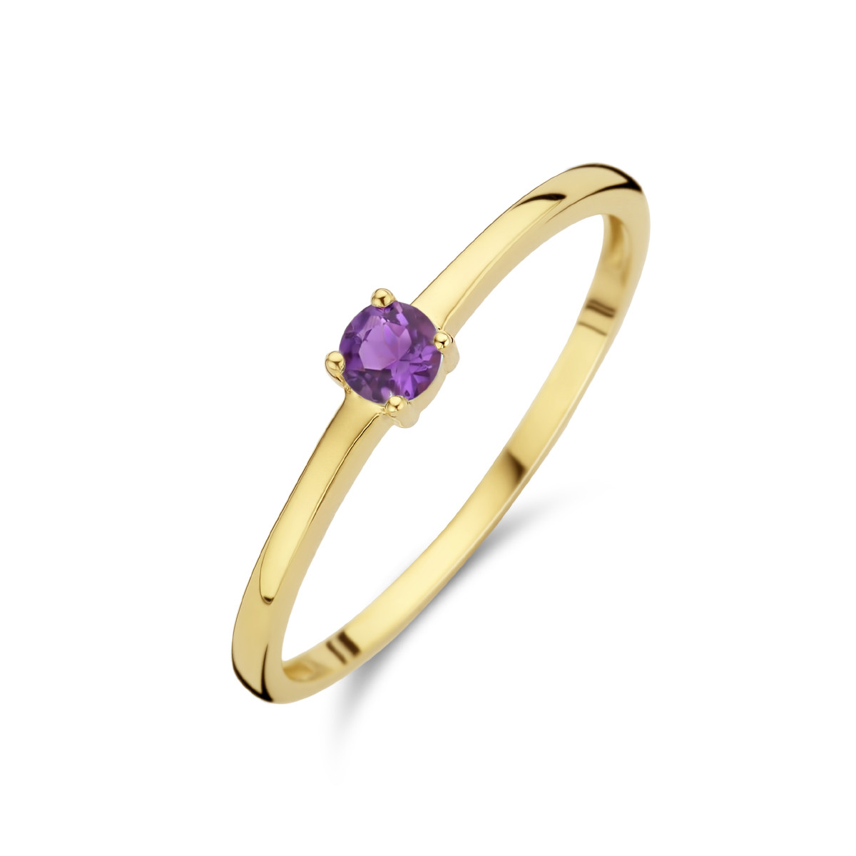 Gouden ring met geboortesteen amethist februari