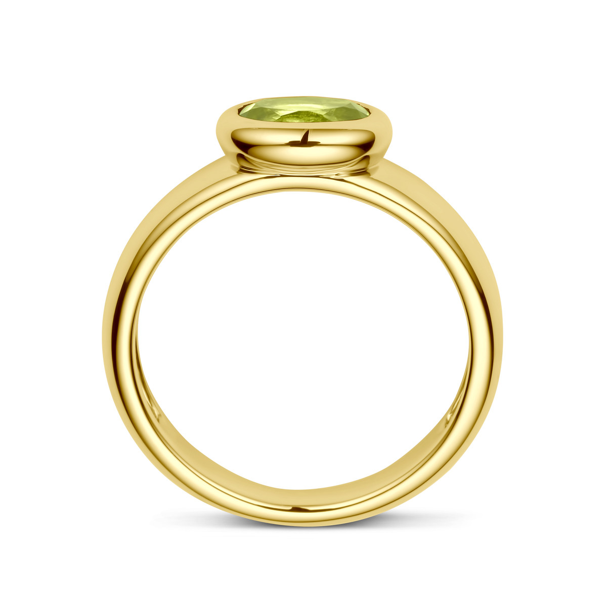 Gouden ring met groene peridoot in ovale zetting