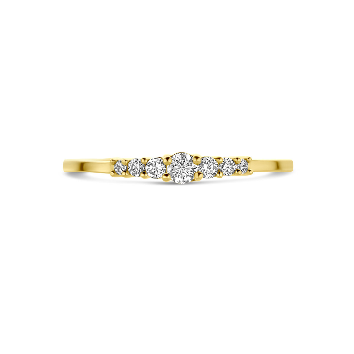 Gouden ring met grote en kleine zirkonia's