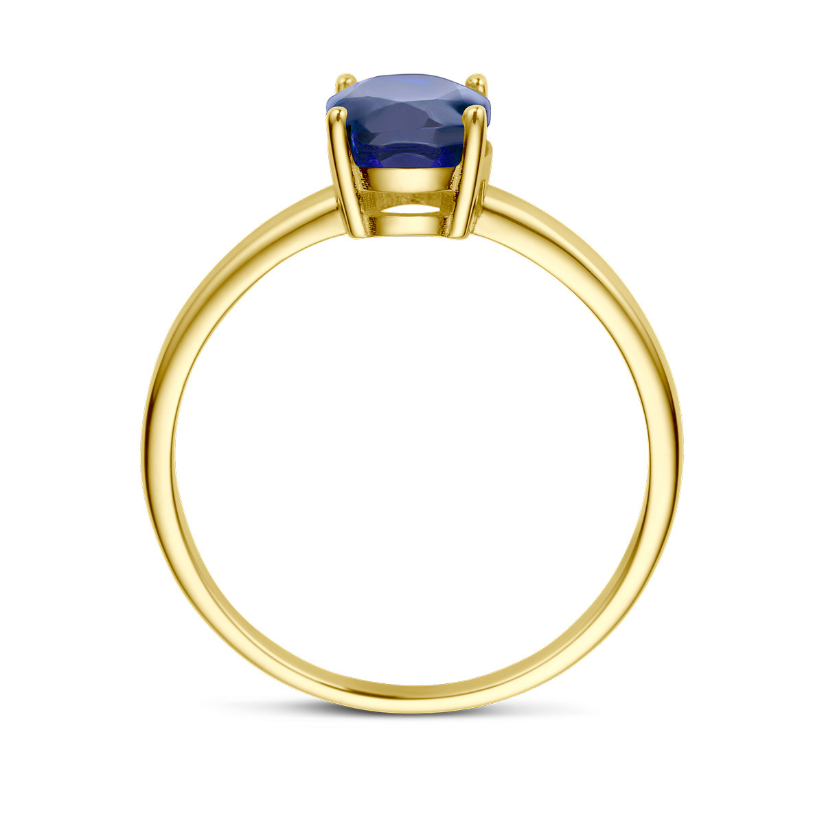 Gouden ring met ovale blauwe saffier