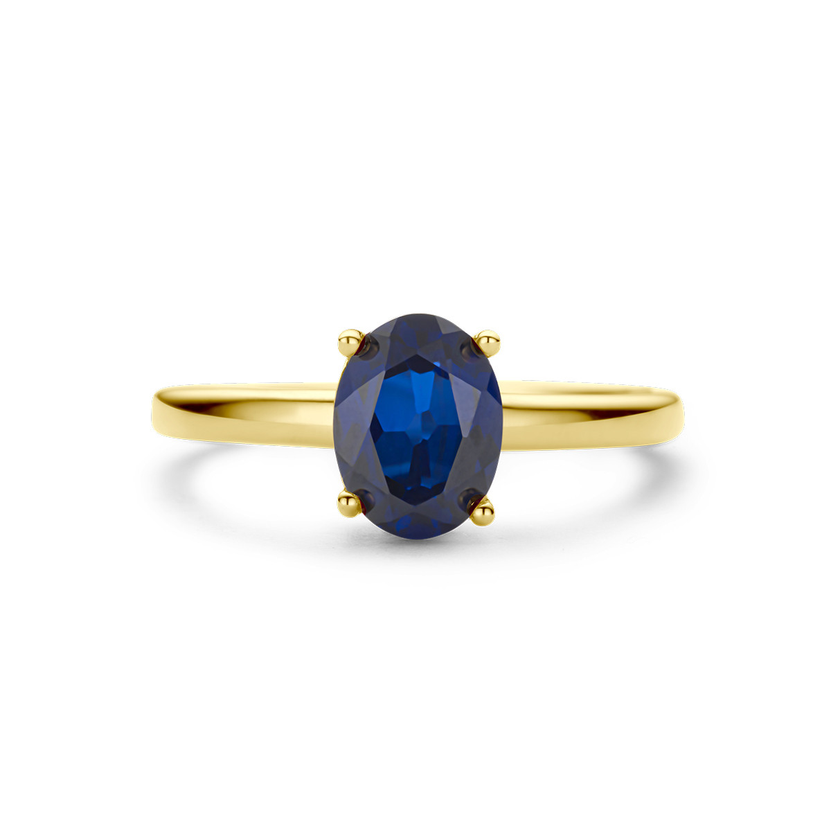 Gouden ring met ovale blauwe saffier