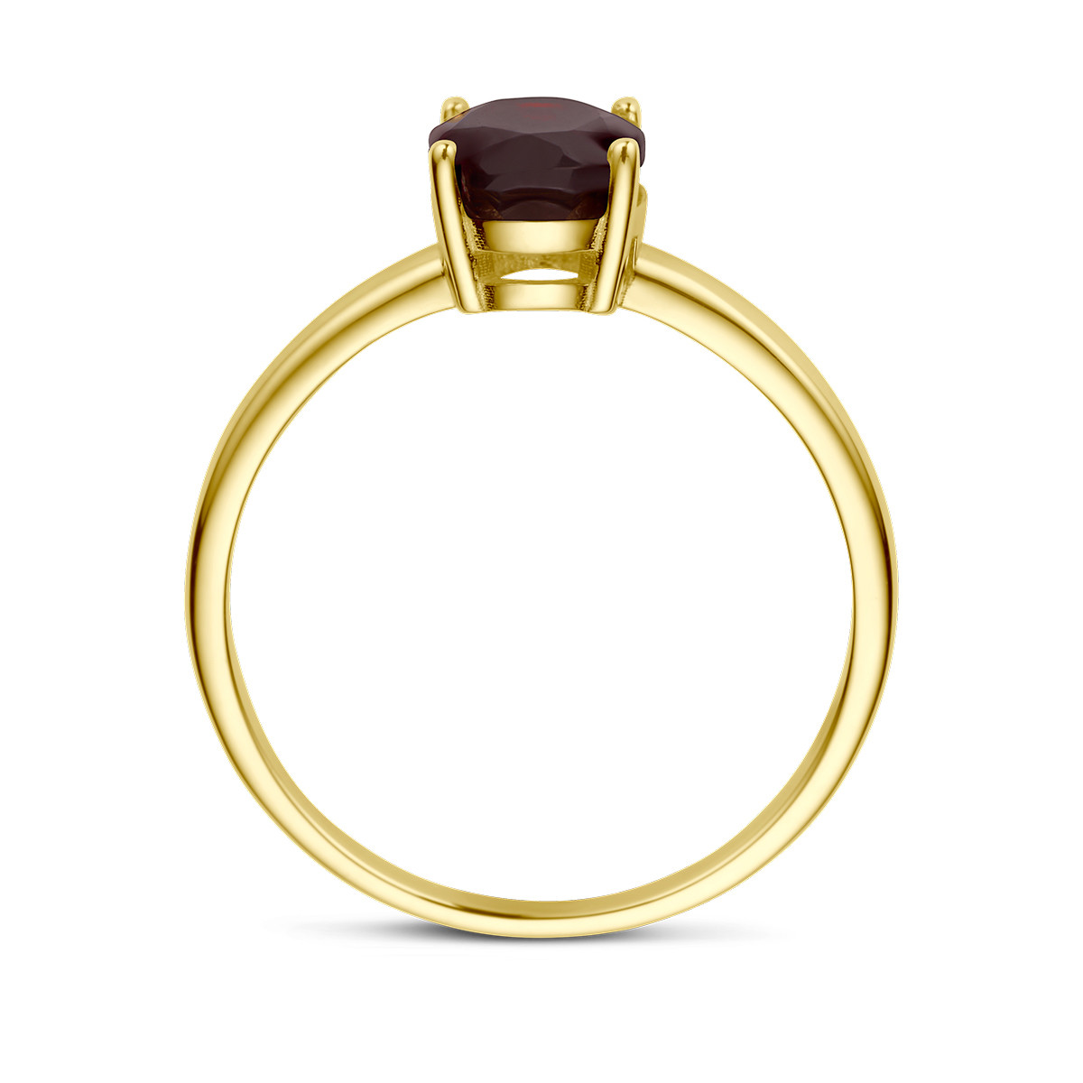 Gouden ring met ovale donkerrode granaat