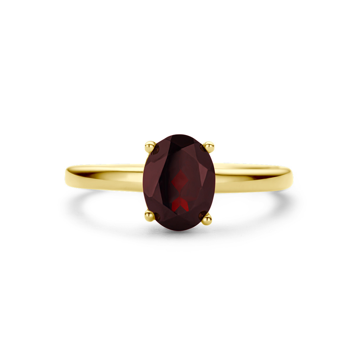 Gouden ring met ovale donkerrode granaat