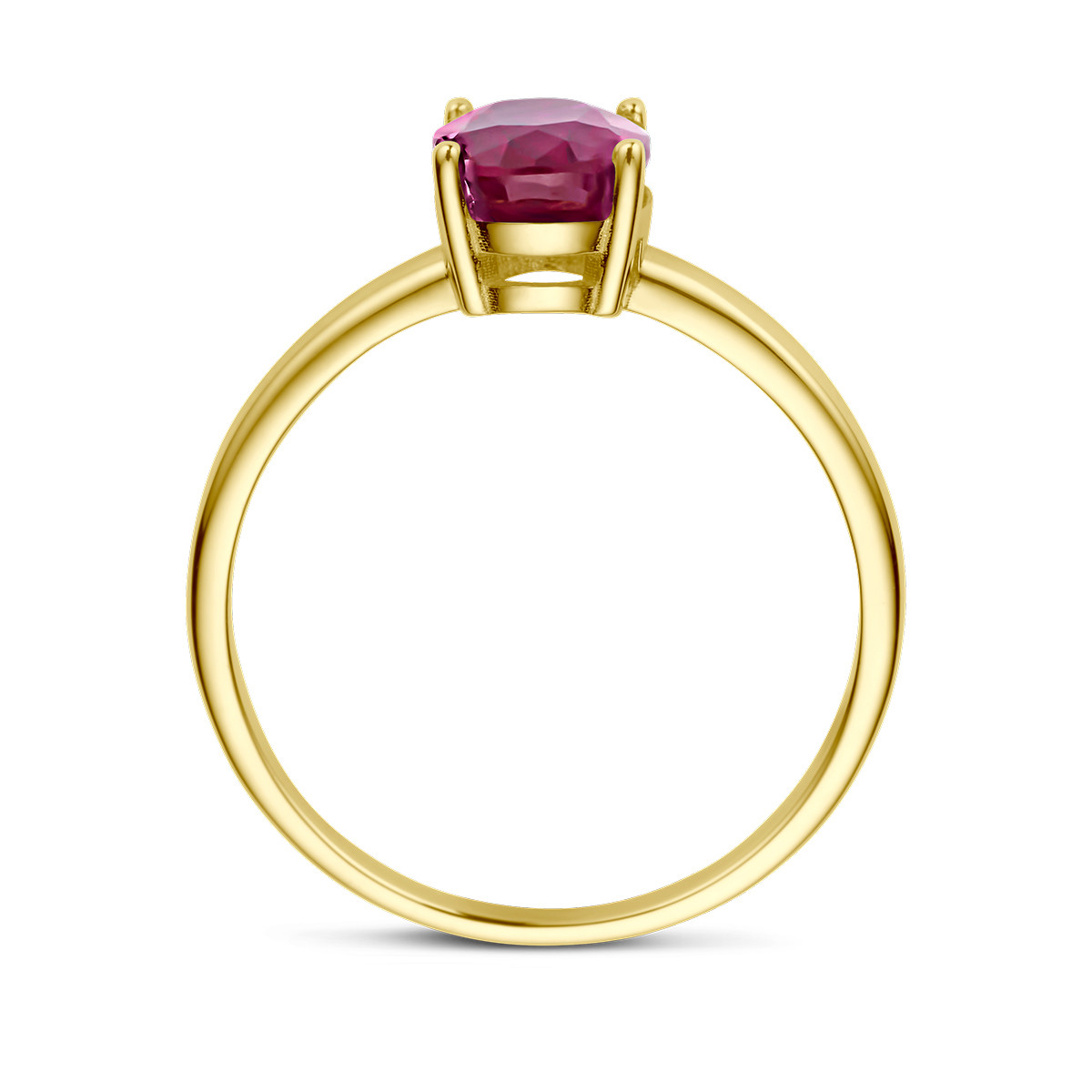 Gouden ring met ovale rode robijn