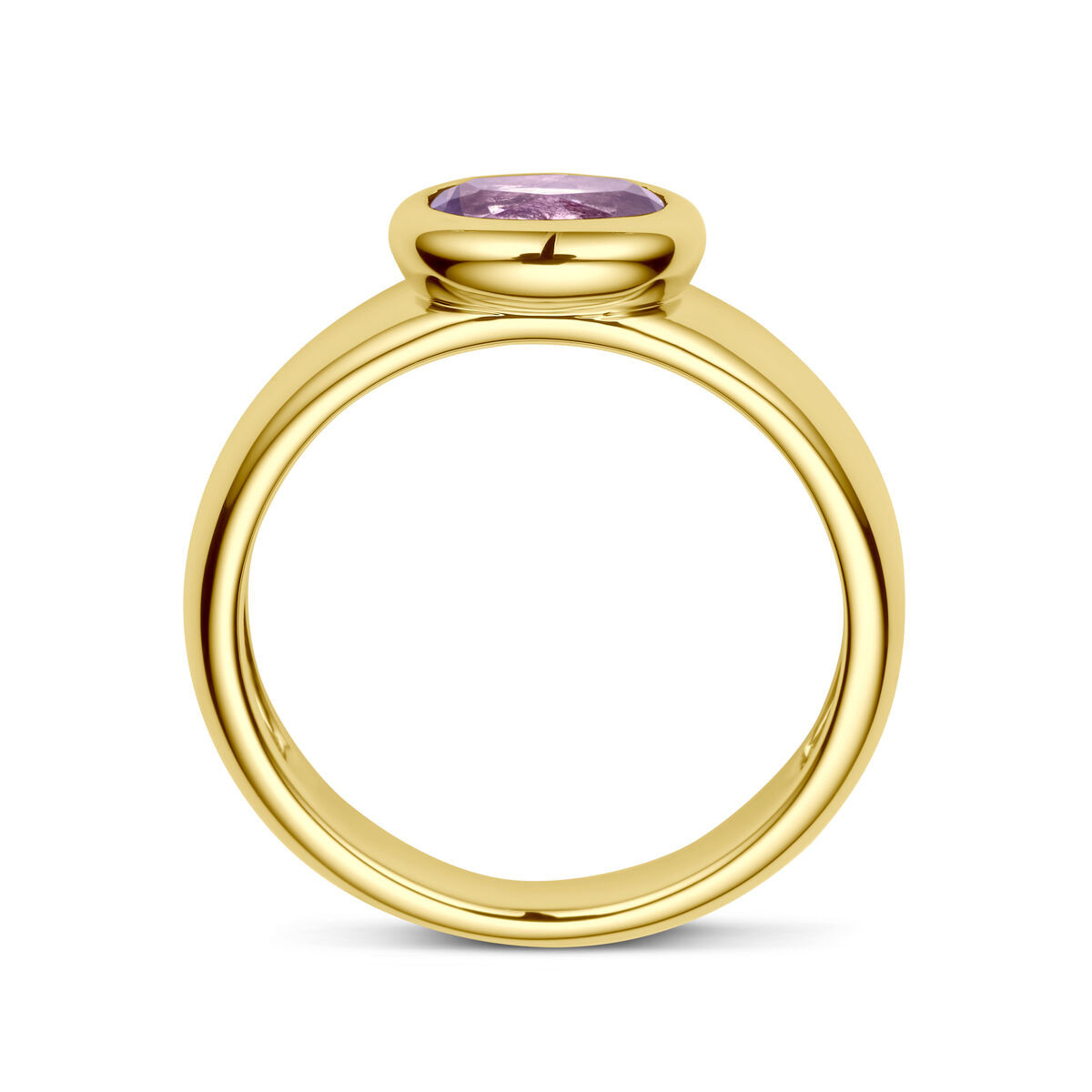 Gouden ring met paarse ovale amethist 7.5 mm x 9 mm