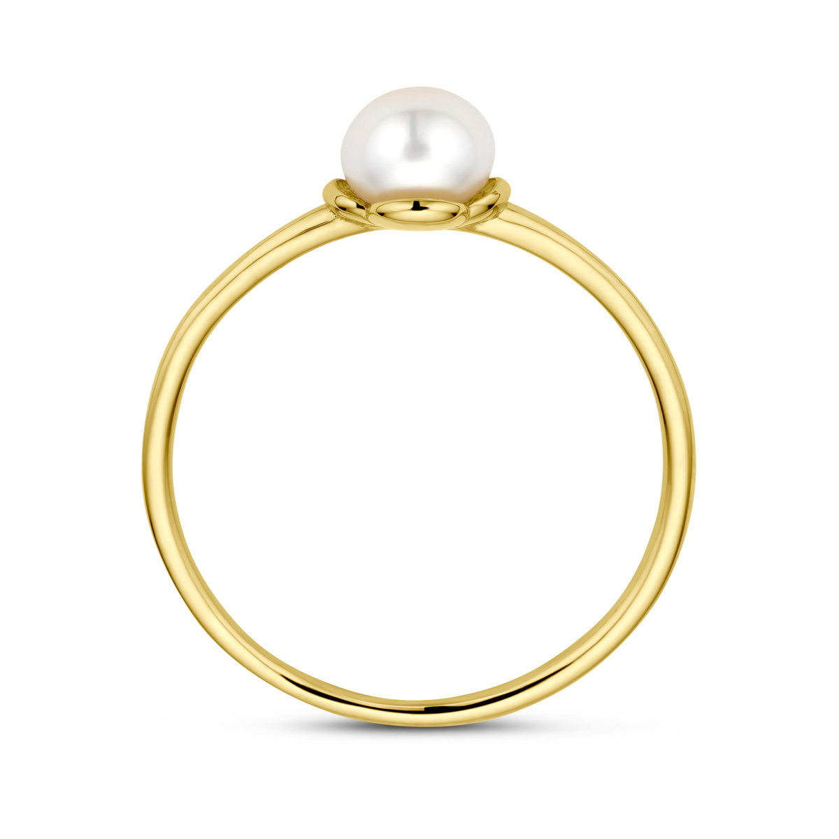Gouden ring met parel bloem