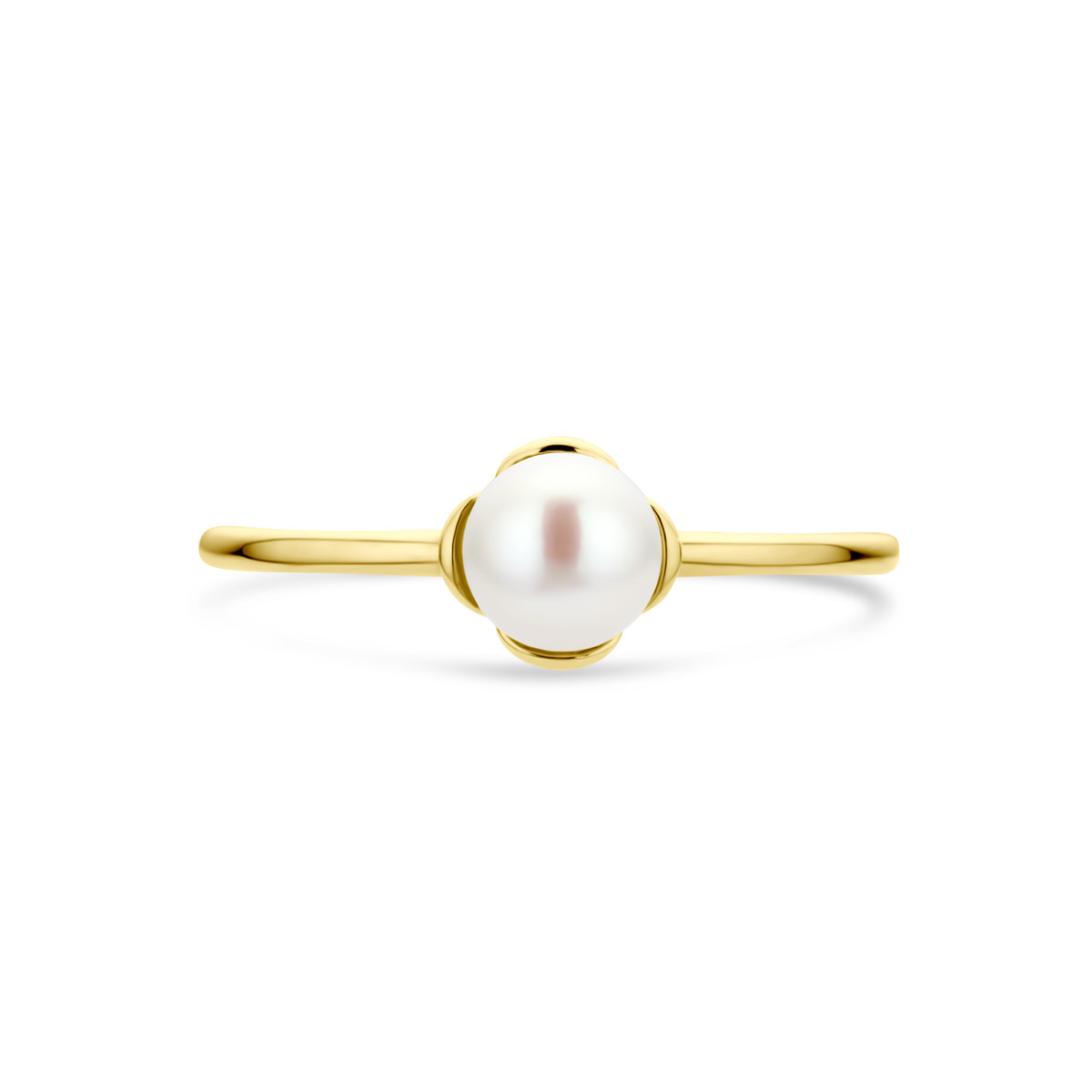 Gouden ring met parel bloem