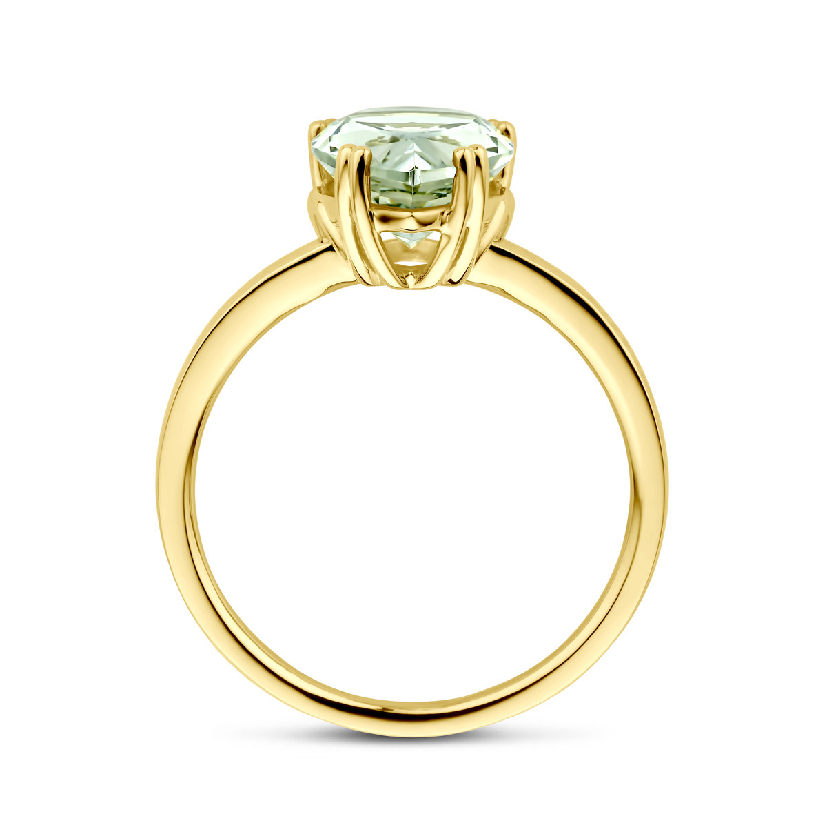 Gouden ring met peer geslepen groene amethist 14-karaat