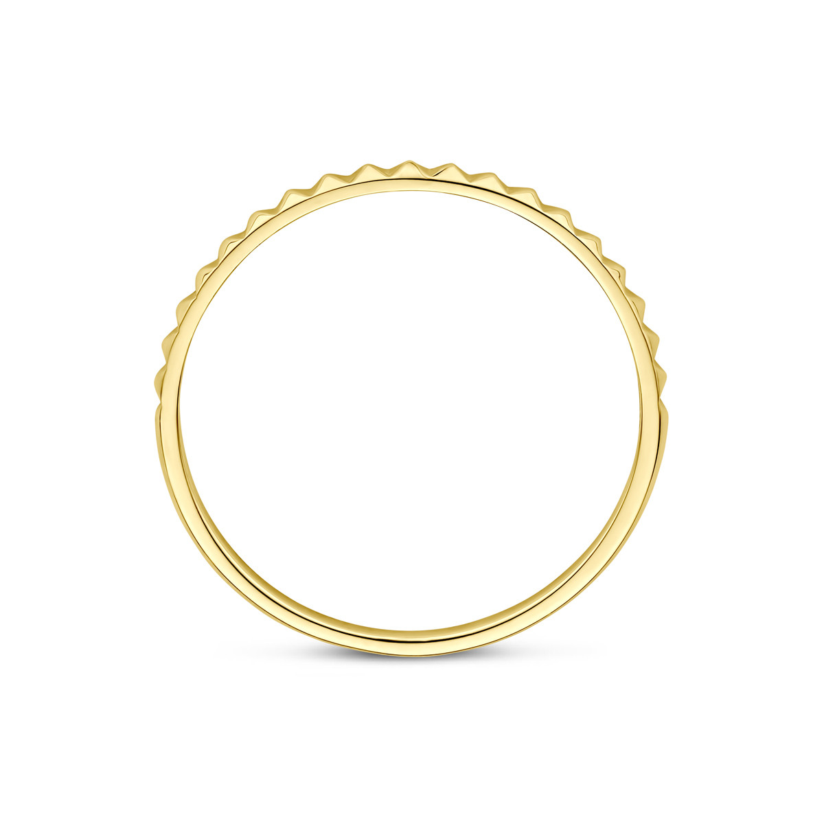 Gouden ring met piramide studs structuur 14-karaat glanzend 1.5 mm breed