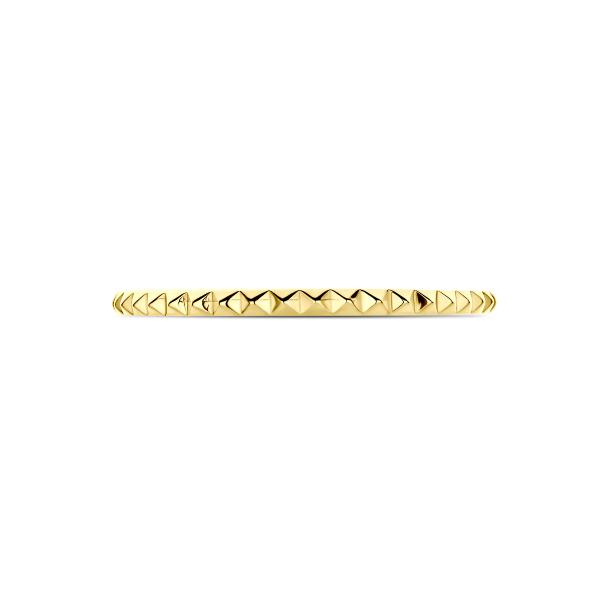 Gouden ring met piramide studs structuur 14-karaat glanzend 1.5 mm breed