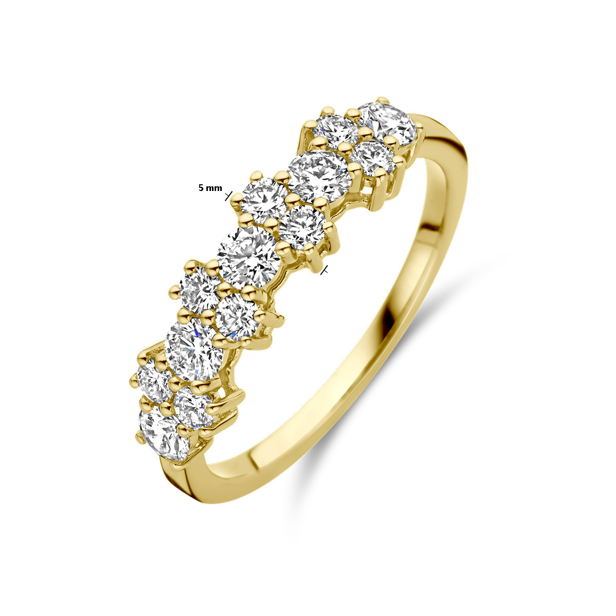 Gouden ringen met verspringende diamanten 0.83 crt