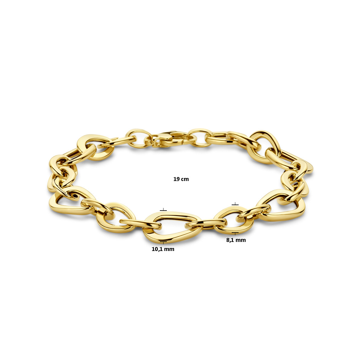 Gouden schakelarmband met ankerschakel van 10 mm breed - Lengte 19 cm