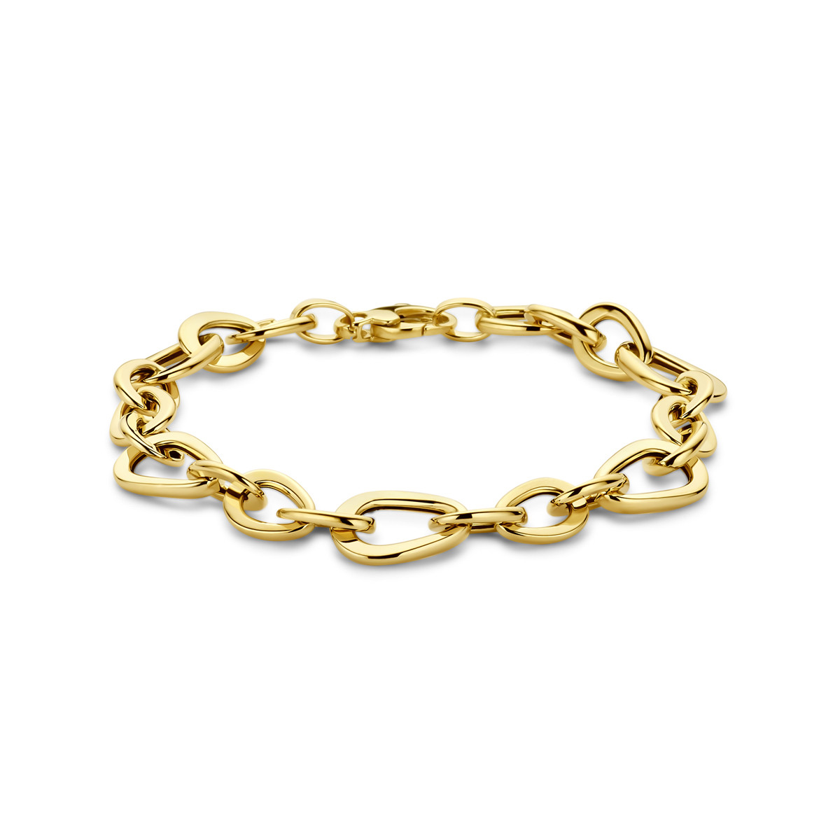 Gouden schakelarmband met ankerschakel van 10 mm breed - Lengte 19 cm