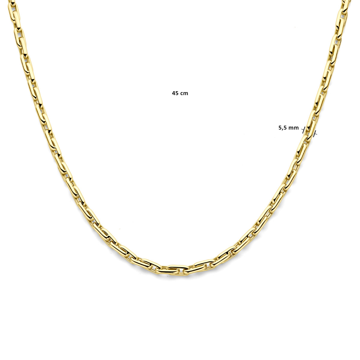 Gouden schakelketting met ankers en glanzende afwerking - Lengte 45 cm