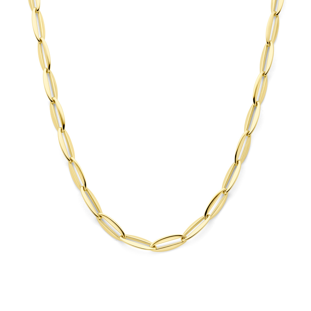 Gouden schakelketing met ankerschakel 7.2 mm breed - Lengte 44.5 cm