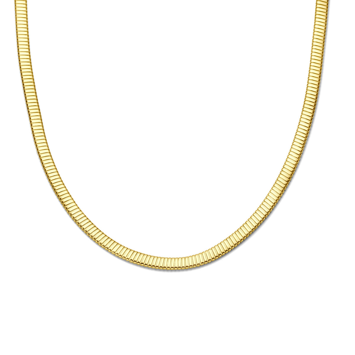 Gouden schakelketting met glanzende afwerking 14-karaat - Lengte 42 cm