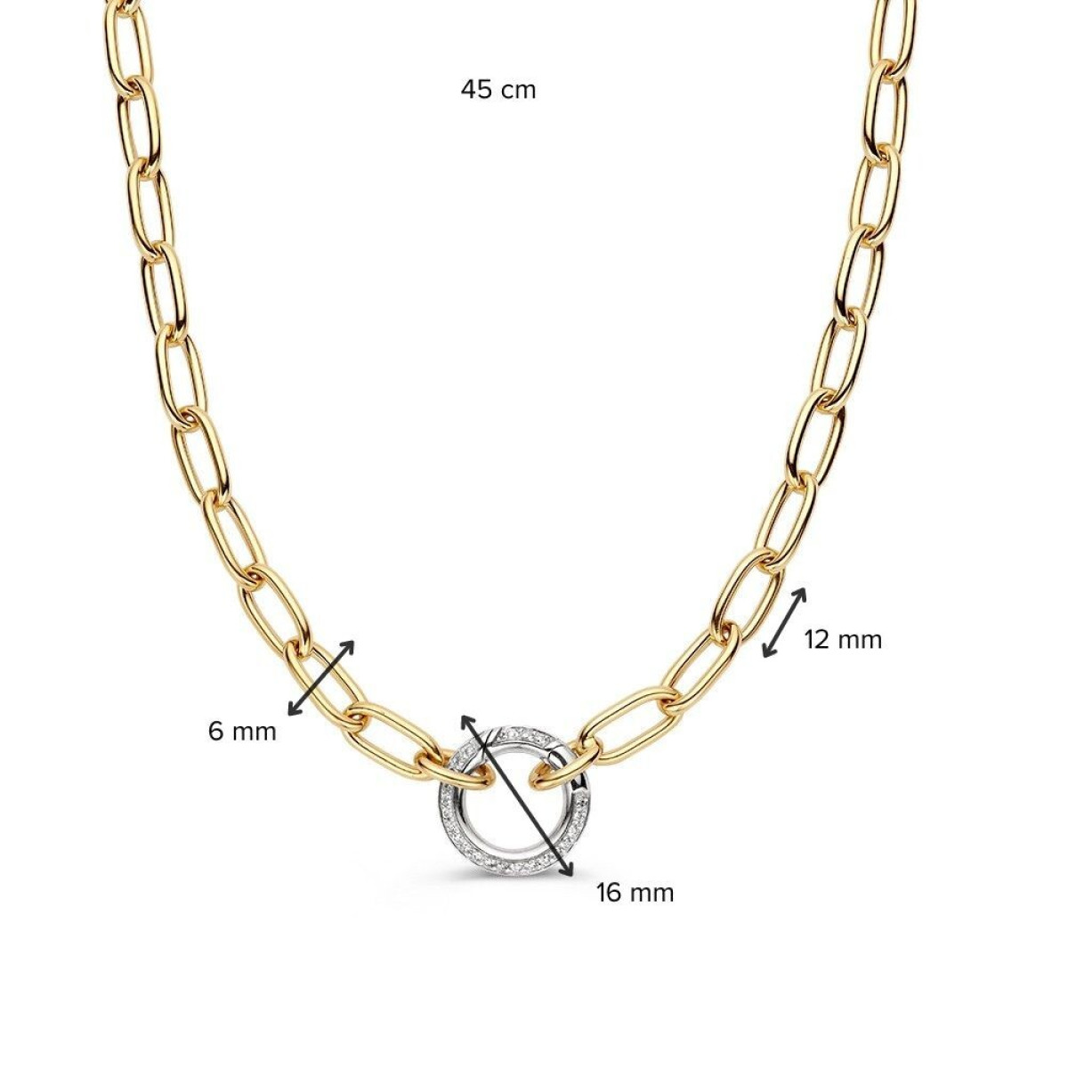 Gouden schakelketting met witgouden veerringsluiting en diamanten 0.42 crt - Lengte 45 cm