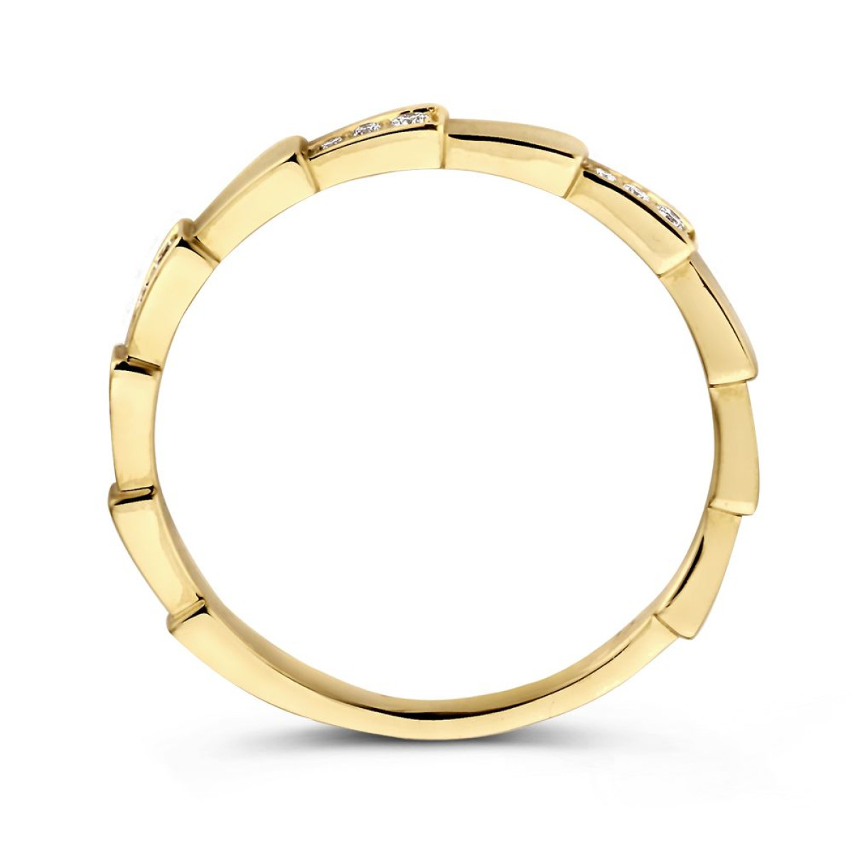 Gouden schakelring met briljant geslepen diamanten 0.07 crt