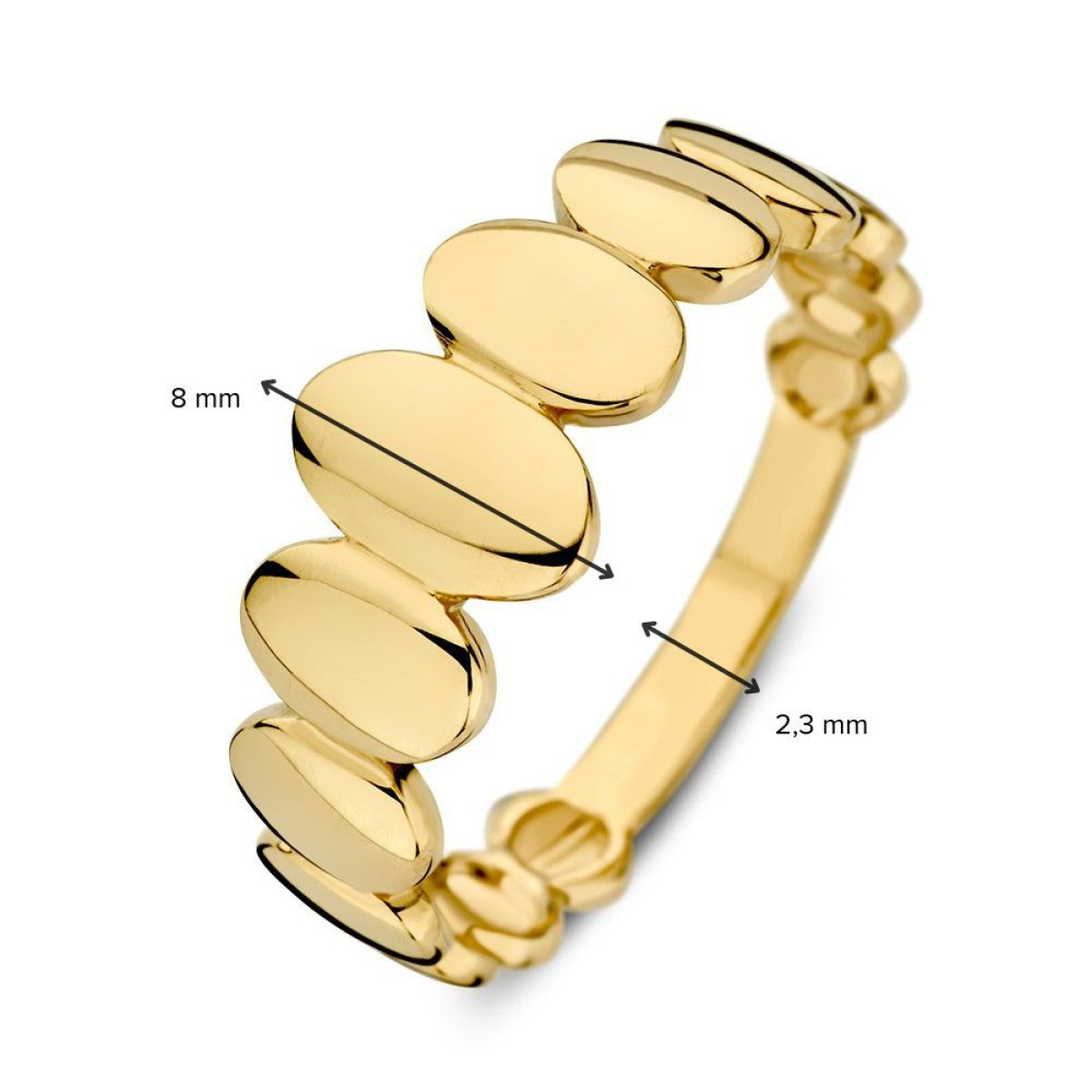 Gouden schakelring met ovale schakels 8 mm