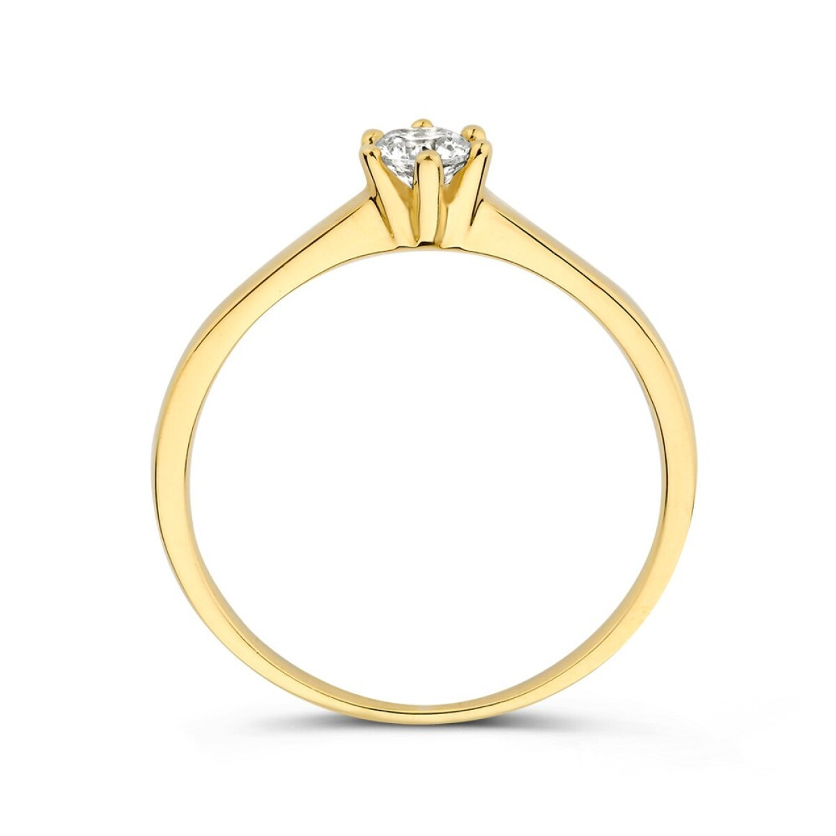 Gouden solitair ring met briljant geslepen transparante zirkonia 5.3 mm breed