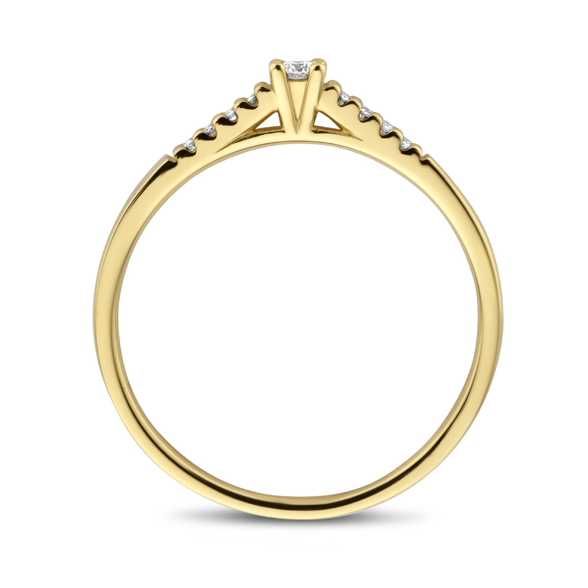 Gouden solitair ring met diamanten 0.07 crt 2.4 mm