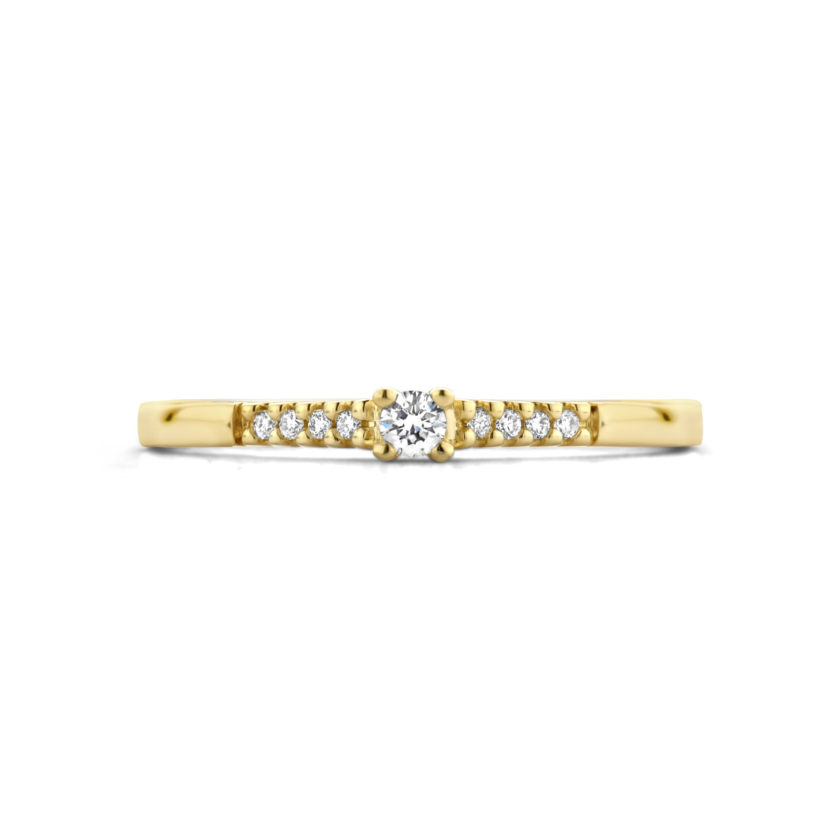 Gouden solitair ring met diamanten 0.07 crt 2.4 mm