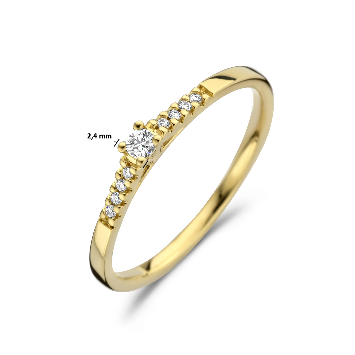 Gouden solitair ring met diamanten 0.07 crt 2.4 mm